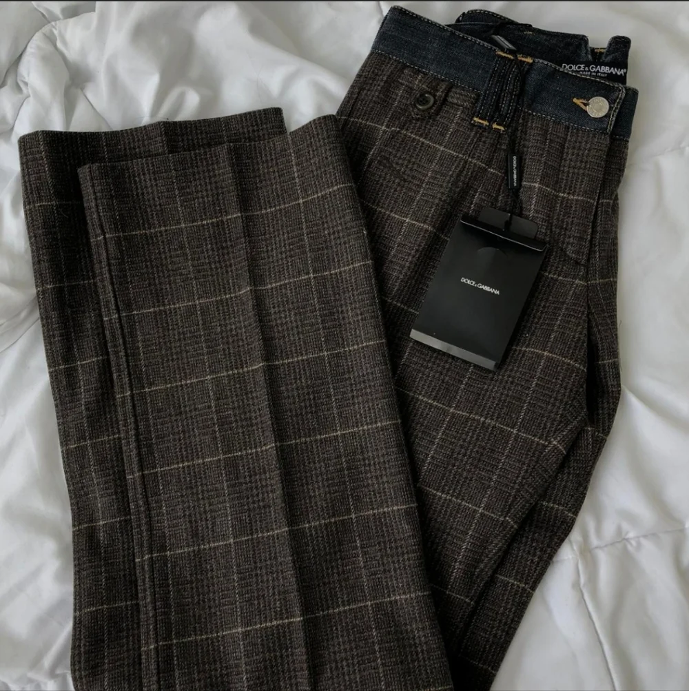 Dolce & Gabbana Wool And Denim Lowrise Tartan Trousers - Picture 2 of 9